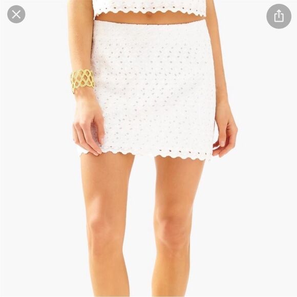 LILLY PULITZER | Tate White Eyelet Lace Mini Skirt Zipper Back Women’s Size 4 - Picture 1 of 10